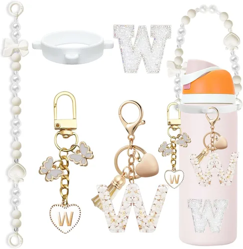 Miniatura 86 de Lindo Juego de Dijes de Letras para Botella de Agua Owala de 24oz, 32oz, 40oz, Owala Kids y Vaso de Café, FreeSip – Incluye Correa con Asa, para Rosa