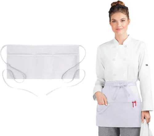 Miniatura 10 de Avalon Kitchen Server Aprons with 3 Pockets – 100% Polyester Waist Apron, 24x12 Inch Half Apron, Waitress Apron for Servers