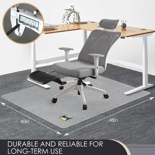 Miniatura 4 de Kuyal Alfombrilla para Silla de Oficina para Alfombra, 40x48 Transparente de Alta Resistencia para Silla de Computadora, Protector Bajo Escritorio