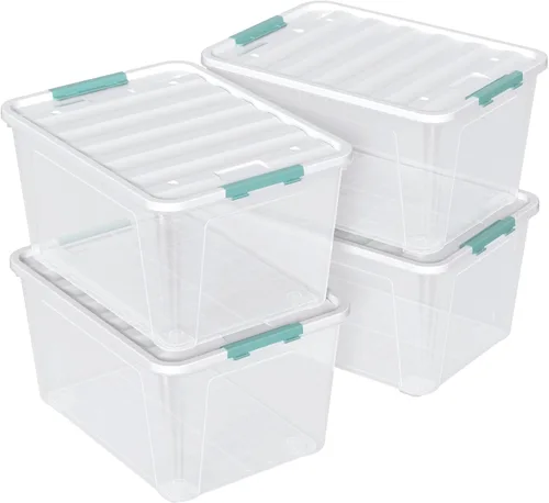 Miniatura 17 de Caja de almacenamiento transparente pequeña de 3.5 cuartos de galón con asa, pequeños contenedores de plástico con tapas, 6 paquetes