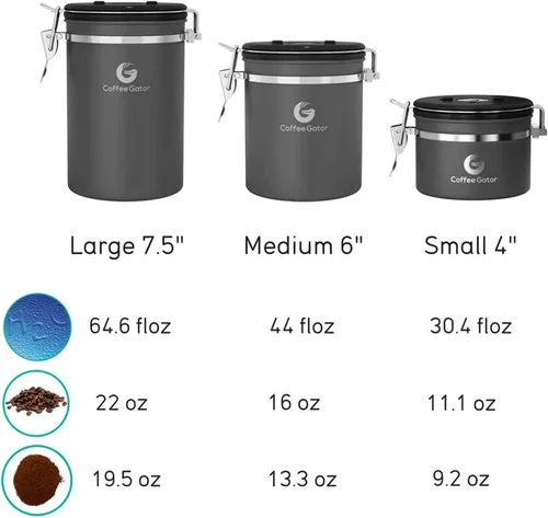 Miniatura 5 de Frasco con cuchara acero inoxidable de café Coffee Gator, M, Acero inoxidable plateado