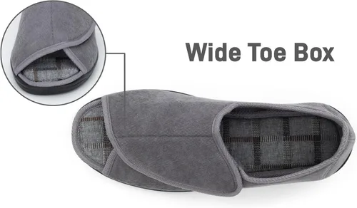 Miniatura 4 de Pantuflas para diabéticos con punta abierta para hombres, extra anchas, espuma viscoelástica, puntera abierta, antideslizantes, para personas