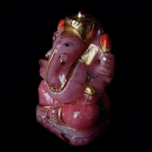 Miniatura 4 de GEMHUB Estatua de Ganesh Estatua de cuarzo rosa de aproximadamente 1400.00 quilates Escultura Éxito Elefante Dios Figurilla - Vinayak Ganesha V-4475