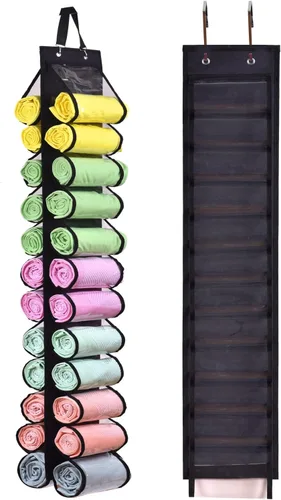 Bolsa de almacenamiento para leggings con colgador, puede contener 24 leggings o camisas, compartimento para jeans, colgador de almacenamiento