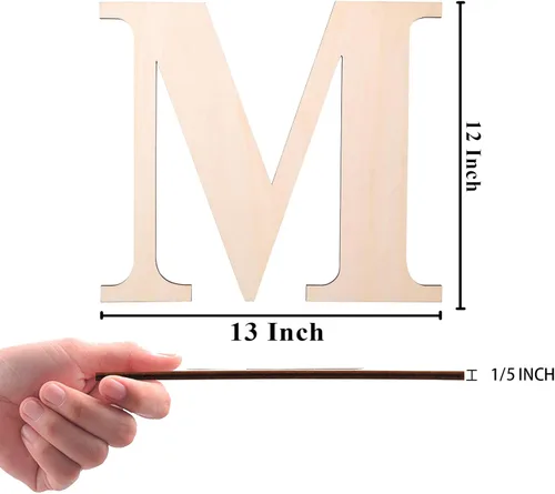 Miniatura 2 de Letra de madera de 12 pulgadas, letras de madera para decoración de pared, letras de madera sin terminar en blanco de 1/5 pulgadas para decoración
