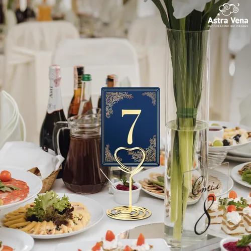 Miniatura 5 de 45 soportes para tarjetas de lugar pequeños para mesa de comedor, boda, banquetes, soportes de números de mesa de metal para decoración de fiestas