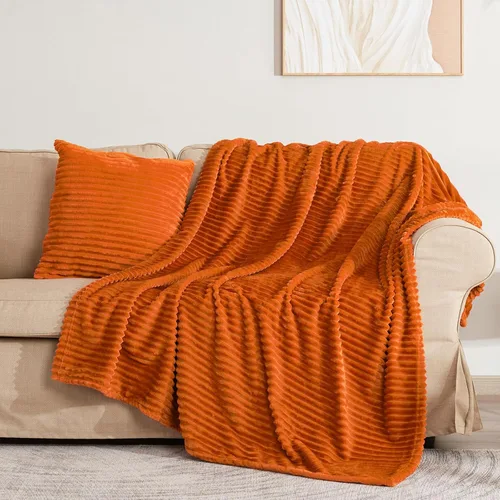 Miniatura 92 de Vessia - Manta de forro polar de franela (50x70 pulgadas), manta 3D de jacquard negra, esponjosa y cálida para sofá, sillón, cama, silla, 300GSM