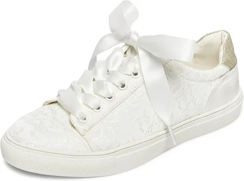 JIAJIA 8834A Zapatos de boda Zapatillas de novia Pisos Zapatos de tenis de novia Zapatillas de deporte de encaje - Personalización personalizada