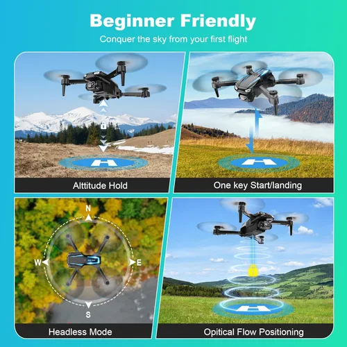 Miniatura 3 de Drone con cámara 1080P, cuadricóptero plegable de control remoto para adultos principiantes, mini dron con vuelo estable, vuelo de punto de ruta