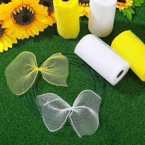 Miniatura 7 de Waydress 4 rollos de cinta de malla para decoración de Pascua, suministros de cinta de malla de polietileno para decoración de coronas de Halloween