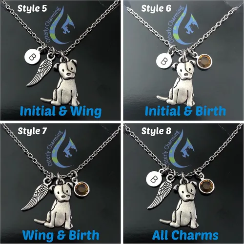 Miniatura 3 de Collar personalizado de Pitbull inicial y piedra natal opcional Memorial de Pitty Dog Regalo de Pit Bull