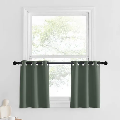 Miniatura 67 de NICETOWN Cortinas opacas de cocina para ventana sobre el fregadero, aislamiento térmico, decoración del hogar, pequeños niveles opacos con ojales