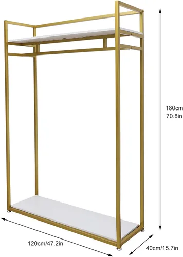 Miniatura 3 de Estante de ropa de 71 pulgadas con estantes, estante para vestidos de boda, estante de exhibición de ropa al por menor, resistente comercial