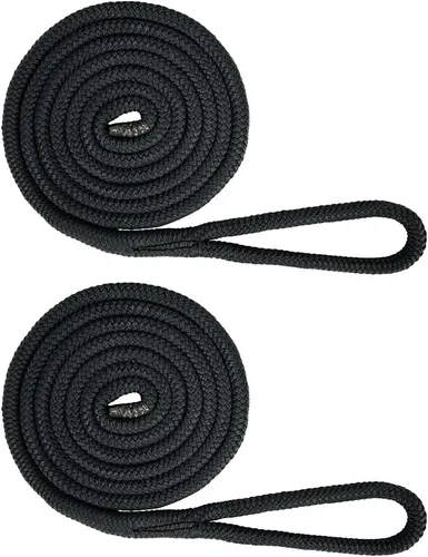 Miniatura 2 de Extreme Max 3006.2168 BoatTector Premium Línea de Guardabarros de Nailon de Doble Trenza Paquete de Valor de 2 - 3/8" x 6', Negro