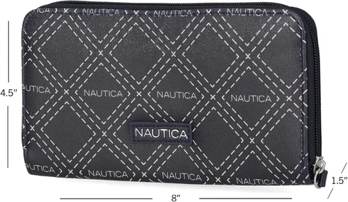 Miniatura 3 de Nautica Bulk Cargo - Cartera RFID para mujer organizador con cremallera alrededor Colcha Diamond Indigo