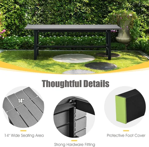 Miniatura 7 de Giantex Asiento de banco para exteriores para 2 personas, banco de jardín sin espalda, silla exterior de 47 pulgadas resistente a la intemperie