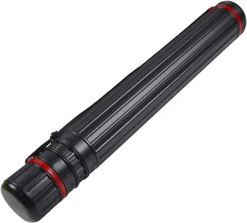DEWEL Tubo de dibujo, estuche de arte telescópico, tubo de plástico grande de almacenamiento negro que se expande de 25 a 40 pulgadas, tubo de