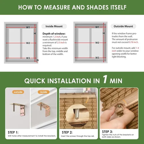 Miniatura 6 de LazBlinds Persianas romanas de bambú sin cordones, persianas de privacidad para ventanas interiores, oscurecimiento de la habitación, persianas