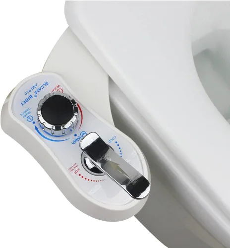 Bidet AMI910 - Accesorio de bidé de agua fría y caliente para inodoro, boquillas dobles autolimpiantes (lavado frontal y trasero), accesorio de
