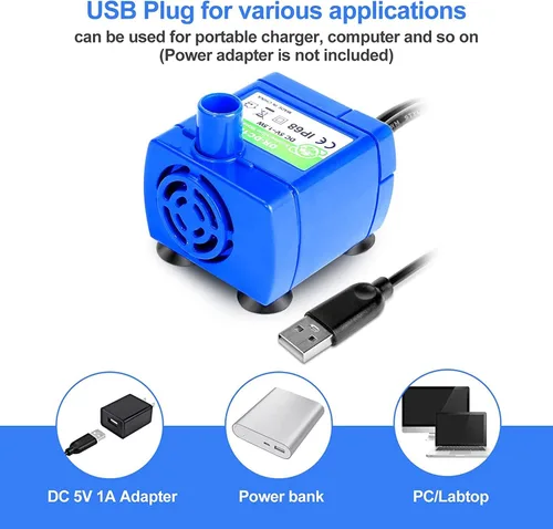 Miniatura 7 de Bomba de fuente de agua para gatos, fuente para mascotas, bomba de repuesto sin luz LED, motor DR-DC160 para dispensador de bebidas para gatos