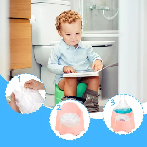 Miniatura 7 de Tebery Paquete de 100 forros portátiles para sillas de orinal con cordón, bolsas de orinal desechables para asiento de entrenamiento de inodoro