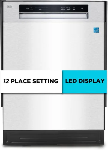 Miniatura 13 de BLACK+DECKER Lavavajillas empotrado de 24 pulgadas, capacidad para 12 cubiertos con tina de acero inoxidable, lavavajillas con 6 programas
