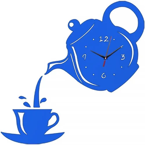 Miniatura 6 de Tetera y taza acrílico 3D DIY espejo reloj de pared – Seguridad irrompible azulejos espejo autoadhesivo superficie tiempo adhesivo para decoración