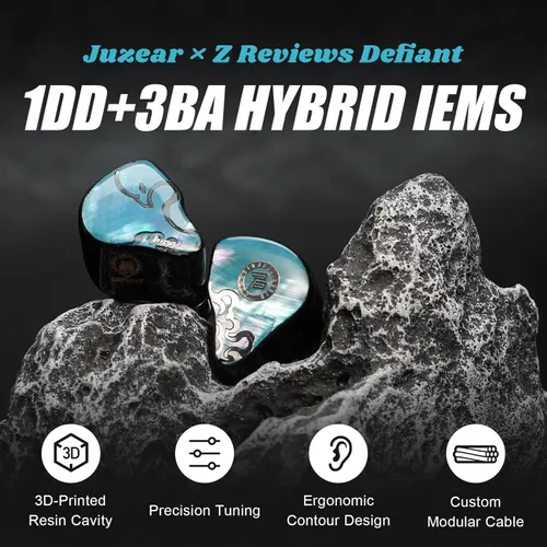 Miniatura 2 de HiFiGo Juzear Defiant Gamefidelity Edition Gaming IEMs, auriculares híbridos con cable 1DD+3BA, monitores intrauditivos con aislamiento de ruido