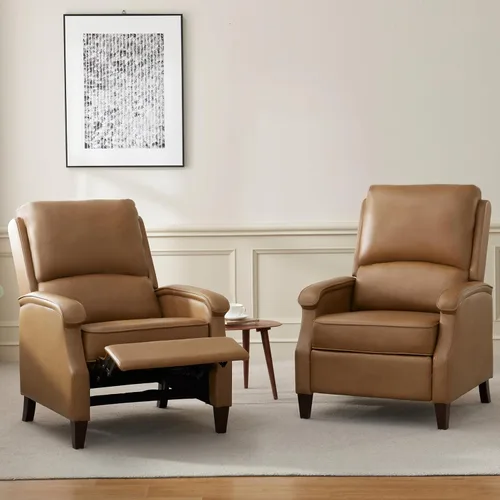 Miniatura 8 de VKNOW Silla reclinable, sillón reclinable de piel sintética con reposabrazos, asiento de cine en casa con respaldo ajustable y soporte lumbar, sofá