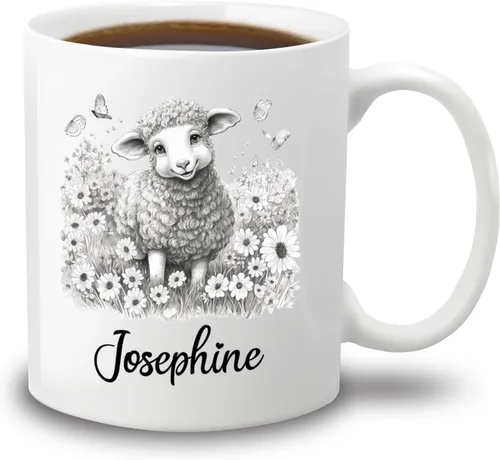 Miniatura 13 de Taza de café con nombre personalizado de oso de 11 y 15 onzas, taza de cerámica blanca con dibujo a lápiz de oso personalizado, regalo para niños