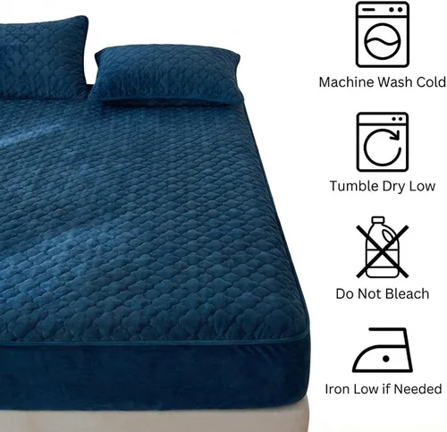 Miniatura 4 de Pangzi Sábana bajera de felpa de franela sólida, aterciopelada, suave, de peso pesado, antideslizante, funda protectora para colchón de cama