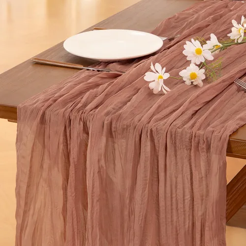 Socomi - 10 caminos de mesa de gasa, estilo bohemio y rústico, para Navidad, primavera, Pascua, bodas, fiestas, baby showers, cumpleaños y Rosa