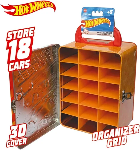 Miniatura 2 de Hot Wheels Bolsa de metal para automóvil a escala 1:64, 18 juguetes de almacenamiento y organizador, regalo para coleccionistas, niños a partir de 3