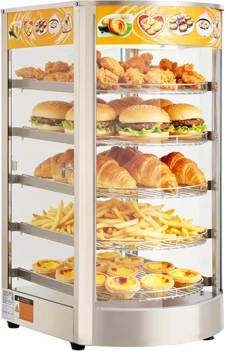 Miniatura 10 de VEVOR Exhibidor Calentador de Alimentos Comercial de 2 Niveles, Calentador Exhibidor de Alimentos de 800W con Luz para Mejorar la Exhibición