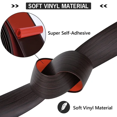 Miniatura 3 de Tira de transición de suelo de 5 pies, autoadhesiva, cubierta de vinilo, tira de transición divisora plana, diseño de grano de madera para huecos