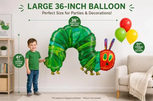 The Very Hungry Caterpillar Eric Carle - Globo de fiesta de papel de aluminio de 43 pulgadas