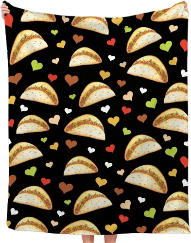 Miniatura 10 de Bonita manta de franela súper suave de tacos para cama, sofá, sala de estar, manta para niños, niñas, niños, multicolor, 40 x 50 pulgadas para niños