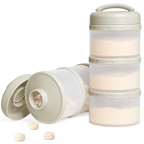 Dispensador de fórmula apilable Termichy, contenedor portátil de leche en polvo, 2 paquetes, gris cálido