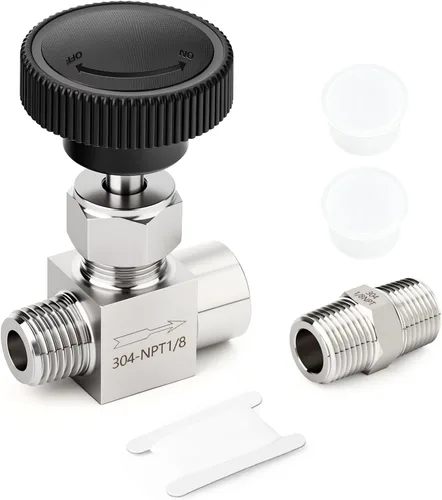 Miniatura 17 de TAISHER 1 pieza Válvula de aguja recta de acero inoxidable 304 1/2" NPT macho x 1/2" NPT hembra para control de flujo de agua, gas, aceite con rosca