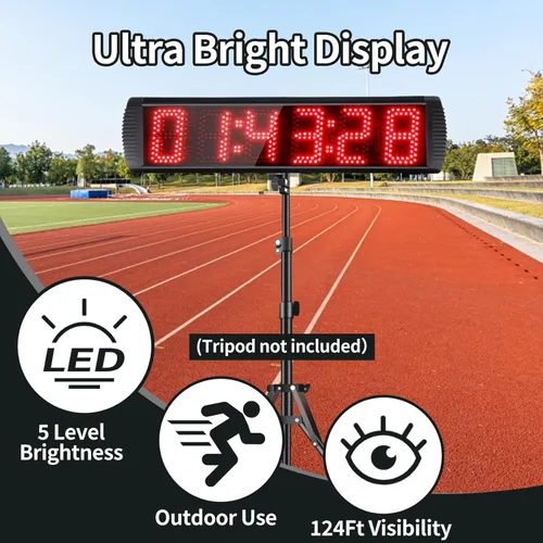 Miniatura 4 de Reloj de carreras LED portátil de 5 pulgadas de alto y 6 dígitos para eventos de carrera, cuenta regresiva/arriba, temporizador digital de carrera