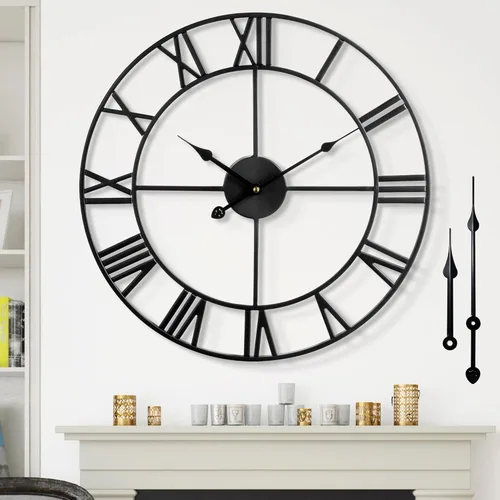 1st owned Reloj de pared grande silencioso sin tictac, con números romanos, vintage, funciona con pilas (24 pulgadas, 18 pulgadas, 16 pulgadas),