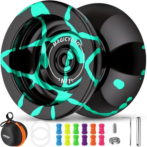 Miniatura 10 de MAGICYOYO Paquete de Regalo de 2 Yoyos - Yoyo Sensible K2 de Cristal y Yoyo Metálico No Sensible N11, Yoyo de Doble Propósito para Niños y Adultos