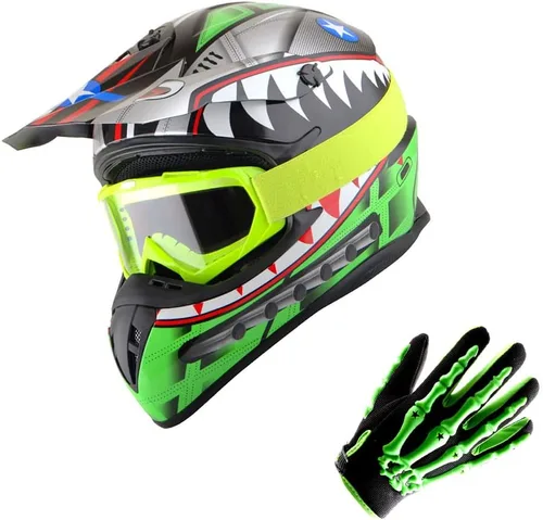 Miniatura 9 de 1Storm - Casco de motocross para adultos BMX MX ATV Dirt Bike Downhill Mountain Bike estilo Monster Shark Racing HKY_SC09S