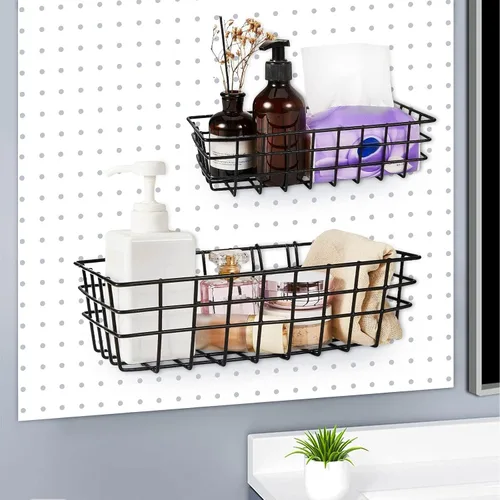 Miniatura 3 de 8 cestas de tablero de clavijas, estantes de tablero de clavijas, estantes de alambre para tablero de clavijas, organizador de pared, accesorios