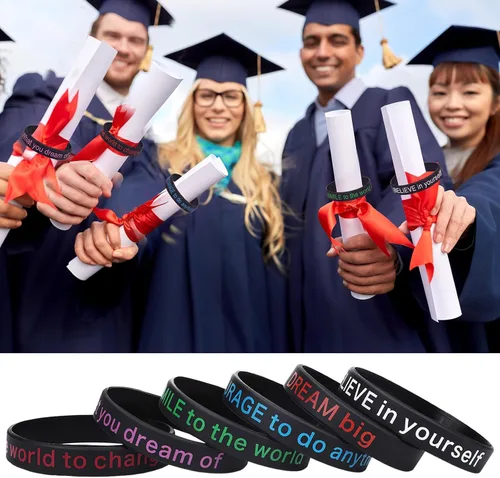 Miniatura 6 de Hicarer 36 pulseras motivacionales para hombres y mujeres, pulseras de silicona inspiradoras, citas motivacionales, pulseras de graduación de goma