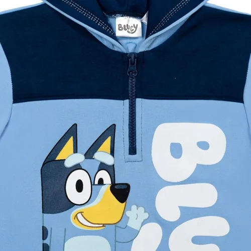 Miniatura 4 de Bluey Sudadera con capucha de forro polar con media cremallera para niños pequeños y grandes
