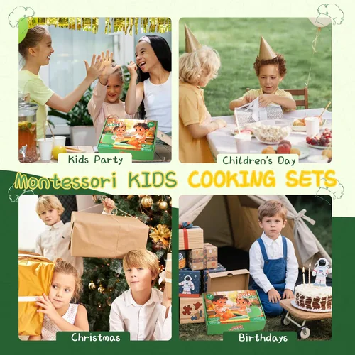 Miniatura 8 de Montessori Herramientas de cocina para niños pequeños, cuchillo para cocina real, juego de cuchillos para niños pequeños con caja de almacenamiento