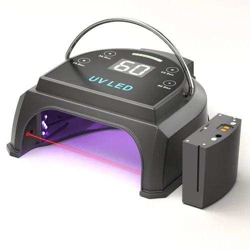 Miniatura 10 de Lámpara de uñas profesional inalámbrica LED UV de 80 W, luces UV para uñas con 45 perlas LED y batería recargable, secadora de uñas de gel LED