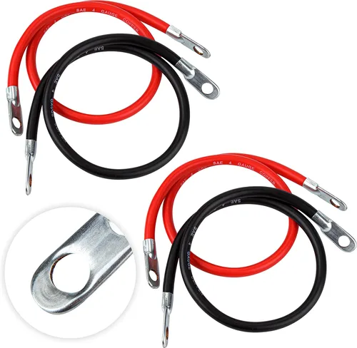 Miniatura 7 de CARTMAN Juego de cables de inversor de batería de 2 AWG de 12 pulgadas con terminales, bridas de 3/8 pulgadas (positivo y negativo)