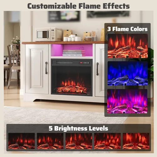 Miniatura 4 de Tangkula Inserto de chimenea eléctrica de 18 pulgadas, con control remoto, colores de llama ajustables y brillo, protección contra